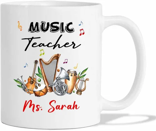 Miniatura 19 de Taza de café personalizada para profesor de arte, taza de café de cerámica para profesores de arte, regalos para graduación, taza de té blanca