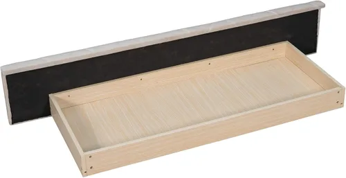 Miniatura 9 de Cama de plataforma tapizada tamaño Queen, muebles de dormitorio, marco de cama de madera de pino con cajón, taburetes de almacenamiento laterales