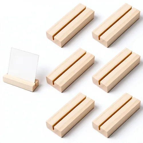 6 soportes de madera para números de mesa, tarjeteros de madera para colocar tarjetas de fotos y tarjetas de nombre para letreros acrílicos,