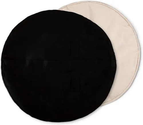 Miniatura 2 de Lumaland Funda exterior de microgamuza de lujo para puffs, lavable a máquina, funda para puf de 3 pies con incrustaciones en funda negra e