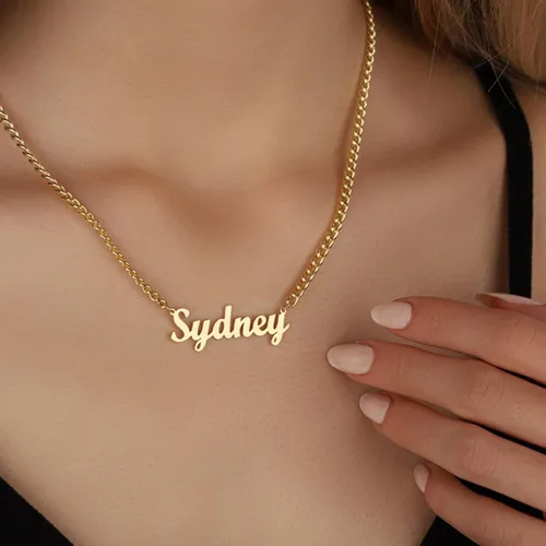 Miniatura 4 de Novgarden Collar con nombre personalizado, chapado en oro de 18 quilates, collar con nombre personalizado con placa de nombre, regalo de joyería