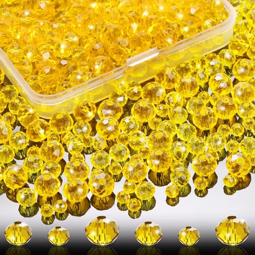Miniatura 8 de 560 cuentas de cristal facetadas Rondelle, en caja, cuentas espaciadoras para manualidades de bricolaje, 0.236/0.315 pulgadas (colorido)