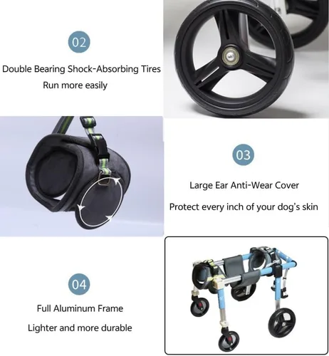 Miniatura 7 de Dog Wheelchair for Back Legs Small,Adjustable Pet Wheelchair with 4Wheels for Injured, Disabled, Paralysis, Hind Limb Weak Puppy Indoor＆Outdoor