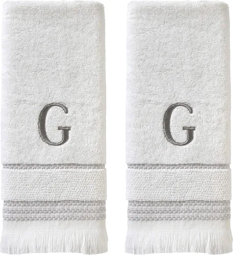 Miniatura 74 de SKL Home Toalla de baño casual con monograma, S, 28 x 54 pulgadas, color blanco