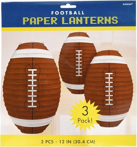 Amscan Football Frenzy - Faroles colgantes para fiesta de cumpleaños (3 piezas), multicolor, 12 x 11 pulgadas