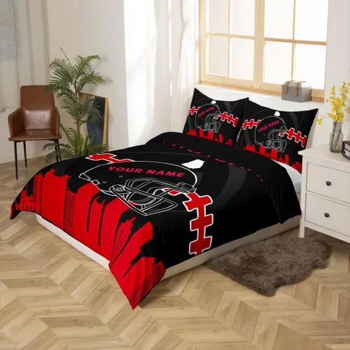 Miniatura 2 de Erosebridal Juego de funda de edredón personalizada para niños y niñas, juego de cama de jugadores de fútbol, funda de edredón de rugby con 1 funda