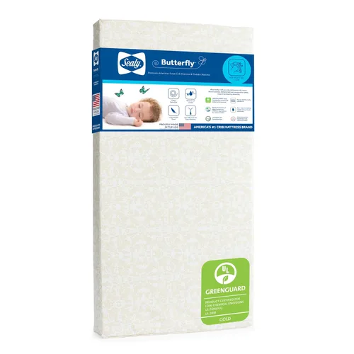 Miniatura 13 de Colchón de cuna Sealy Baby Butterfly Knit transpirable, certificado GREENGUARD GOLD, hecho en EE.UU., espuma premium, funda lavable y fácil