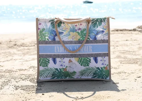 Miniatura 75 de Bolso grande de paja para mujer, tejido de ratán, bolso de playa de verano, a rayas