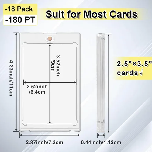 Miniatura 2 de Tarjetero magnético de 180 PT, 18 unidades de un toque magnético para tarjetas intercambiables, fundas gruesas de protección U-V de plástico duro