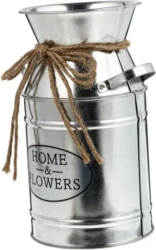 Jarrón de metal galvanizado vintage vintage para leche, jarrón rústico francés, estilo shabby chic, para decoración del hogar, grande al aire libre