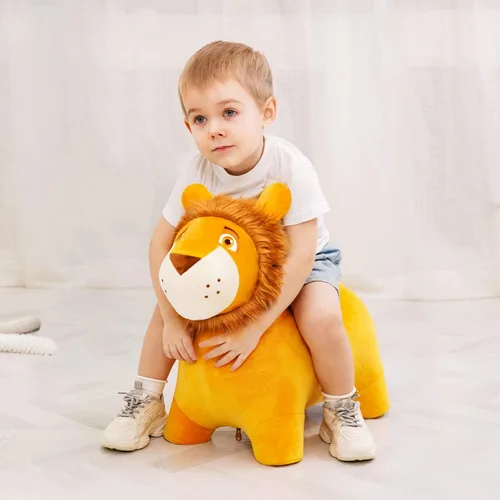 Miniatura 6 de ZOOJOY juguete de león saltarín para niños, caballo de felpa para rebotar para niños pequeños, juguete de caballo saltarín para actividades