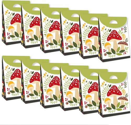 Miniatura 4 de Big Dot of Happiness Wild Mushrooms – Bolsas de regalo de fiesta de setas rojas – Cajas de regalos para fiesta – Juego de 12