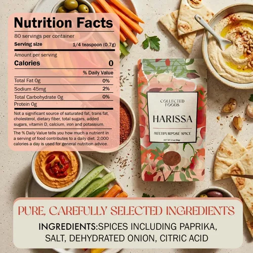 Miniatura 2 de Mezcla de condimentos Harissa marroquí de alta calidad, especias y condimentos sin gluten con pimentón, sal y cebolla deshidratada, polvo Harissa