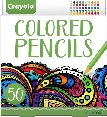 Crayola Lápices de colores para adultos (50 unidades), juego de lápices de colores para libros de colorear para adultos, set de colorear, regalo