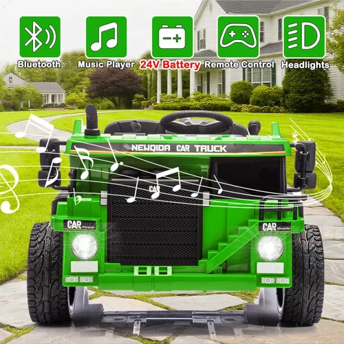 Miniatura 5 de NEWQIDA Camión volquete de 24 V, automóvil eléctrico para niños con control remoto, vehículos de construcción con cama volquete eléctrica, pala