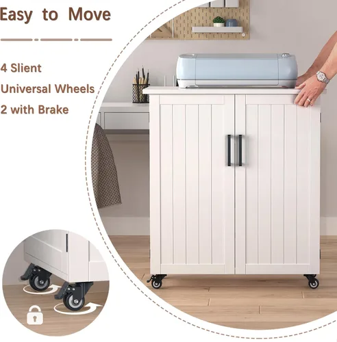 Miniatura 5 de GDLF Carrito de Manualidades Compatible con Máquina Cricut Mesa para Cricut con Gabinete de Almacenamiento Carrito Rodante con Cajones Diseñado