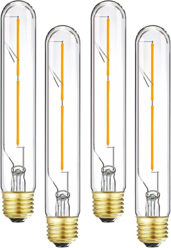 LEOOLS Bombillas LED T9 vintage equivalentes a 40 W, 2700 K blanco cálido, 400 lúmenes, bombillas tubulares Edison regulables de 4 W, vidrio