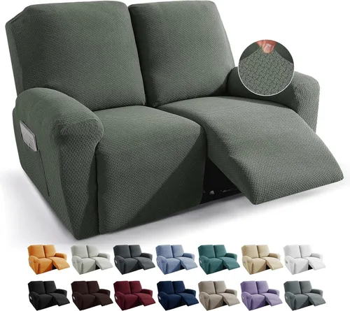 Miniatura 32 de JIVINER Fundas de sofá reclinable de 8 piezas, fundas elásticas de jacquard para sofá reclinable, fundas para sala de estar, protector suave de 3