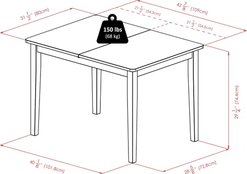 Miniatura 3 de Winsome Darren Mesa de comedor extensible, para comedor, 29 pulgadas, nogal