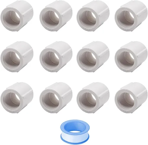 12 conectores adaptadores de tubo de acoplamiento de tubería de PVC roscados hembra a hembra de 1/2 pulgada para rociadores, sistema de riego por