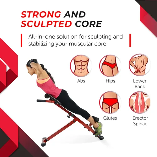 Miniatura 3 de Stamina X Banco de peso ajustable para ejercicios de abdominales, espalda y núcleo, banco de hiperextensión para sentadillas y fitness para Rojo
