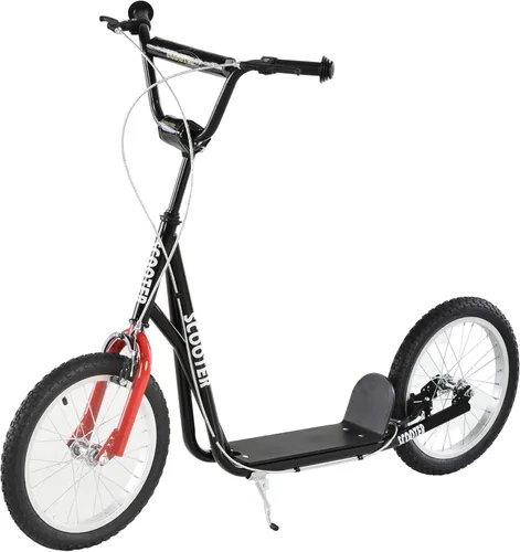 Aosom Patinete para jóvenes, patinete para niños de 5 años en adelante, carga máxima 100 kg, con manillar ajustable, ruedas inflables de 16", frenos