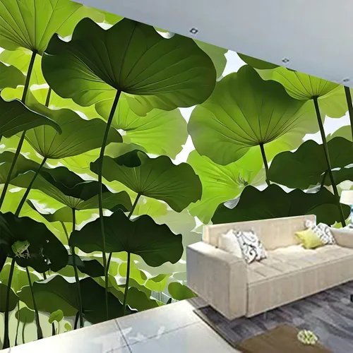 Miniatura 5 de FENDROM Tapiz de hojas de loto de naturaleza, tapiz de plantas, paisaje natural verde, para colgar en la pared, arte de pared 3D para dormitorio
