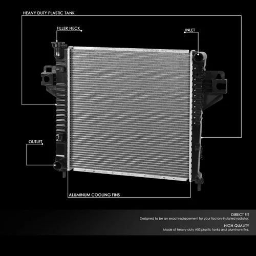 Miniatura 2 de DNA Motoring OEM-RA-2482 Radiador de aluminio atornillado estilo OE compatible con 02-05 Liberty AT, 19-15/16 pulgadas de ancho x 19-15/16 pulgadas