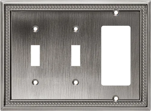 Miniatura 109 de Henne Bery Sunken Pearls - Placa de pared decorativa resistente para interruptor, cubierta para tomacorrientes (doble dúplex, níquel satinado)