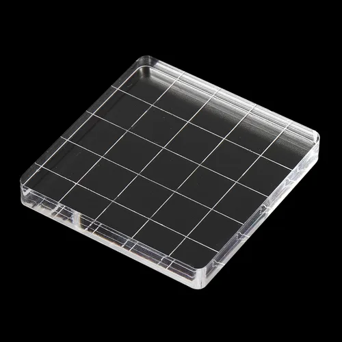 Miniatura 4 de PATIKIL Bloque de sello acrílico de 2 x 2 pulgadas, paquete de 2 bloques de estampado transparentes con líneas de cuadrícula, bloques de montaje