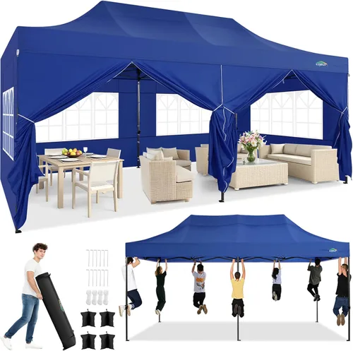 Miniatura 37 de COBIZI Tienda de campaña desplegable resistente de 10 x 10 pies con 4 paredes laterales, marco grueso, tiendas comerciales fáciles de instalar al