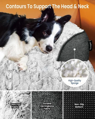 Miniatura 2 de Cama calmante para perros grande para sofá, funda de sofá extraíble de 41 x 37 pulgadas para perros, lavable, antideslizante y esponjosa de felpa