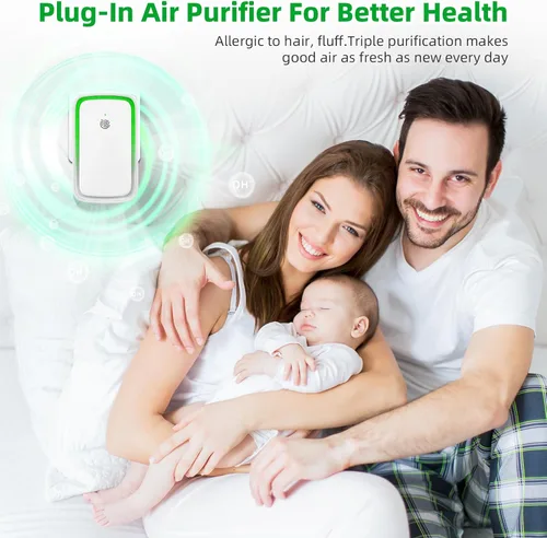 Miniatura 2 de Paquete de 8 purificadores de ionizador de aire 2025 para el hogar, purificador de aire de iones negativos, enchufe silencioso con luz nocturna