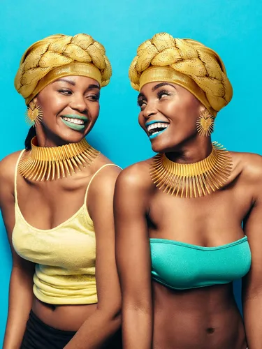 Miniatura 4 de Yinkin Juego de joyas africanas para mujer, para fiestas, doradas, collares, baberos, turbante africano, para fiestas temáticas