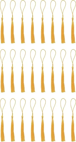 Miniatura 10 de SOWAKA 30 piezas de mini borlas suaves con lazo para manualidades, proyectos de manualidades, aretes, fabricación de joyas, recuerdo, graduación