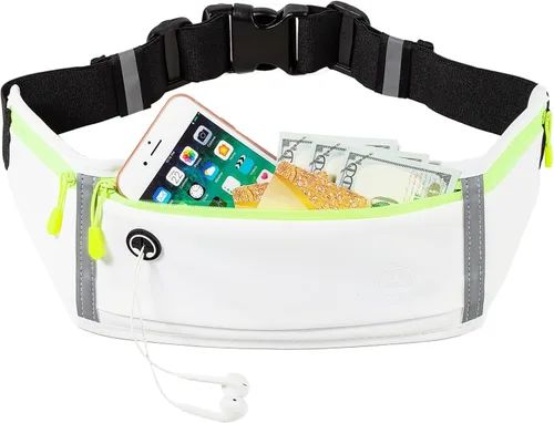 Miniatura 10 de Cangurera delgada para correr para mujeres y hombres, riñonera para correr, cinturón de dinero, soporte para teléfono para correr, deportes, Negro