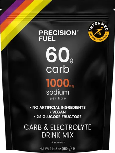 Precision Fuel PF60 Mezcla de Polvo para Bebida de Carbohidratos y Electrolitos para Hidratación y Energía - Nutrición Deportiva de Resistencia,