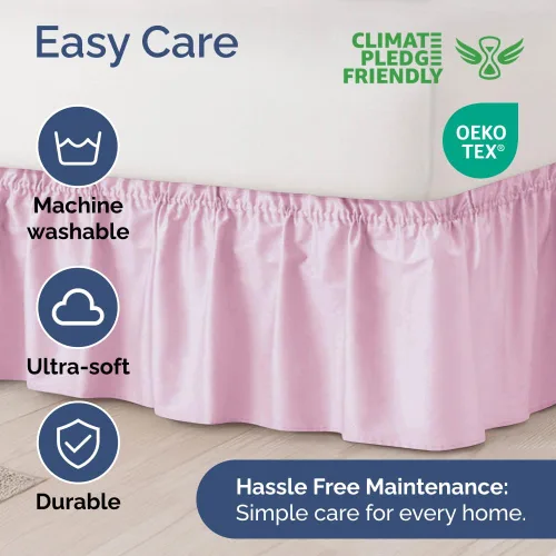 Miniatura 6 de Falda de cama envolvente con volantes, color rosa claro, para camas de tamaño individual con altura de 61 cm CGK Linens - Falda de cama plisada