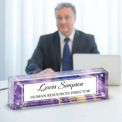Placa con nombre para escritorio, placa con nombre de doble cara personalizada para decoración de escritorio de oficina para mujeres y hombres,