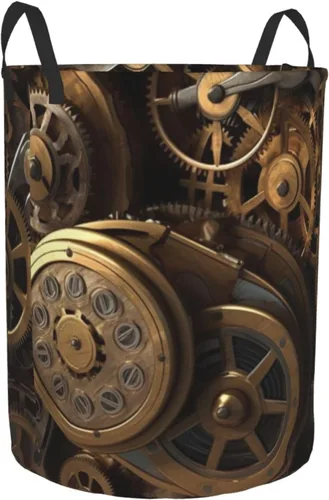 Miniatura 2 de Cool Steampunk Gears print Circular Hamper Waterproof Storage Bin Organizer Basket Laundry Hamper With Handles For Clothes Toys Small