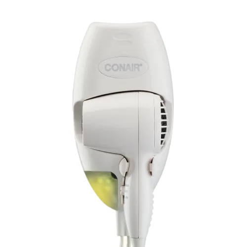 Conair Secador de pelo de montaje en pared, secador de 1600 W con luz nocturna LED, 2 ajustes de temperatura y 2 velocidades, color blanco | Diseño