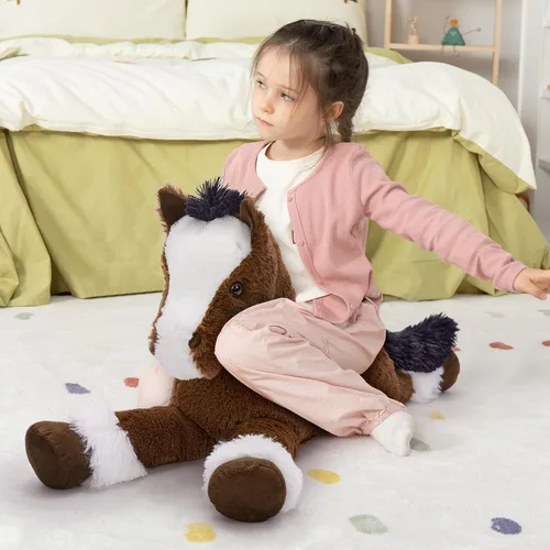 Miniatura 5 de MaoGoLan Peluche de caballo grande para niño, juguete de peluche de caballo grande para niña, poni montable de peluche para niños, almohada