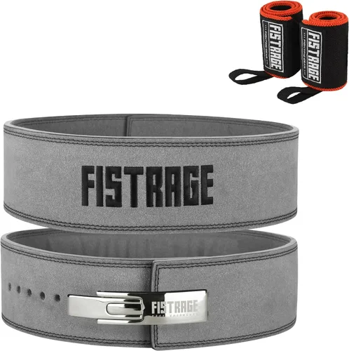 Miniatura 7 de FISTRAGE - Hebilla de palanca para levantamiento de pesas, cinturón de cuero negro, soporte de espalda para hombres y mujeres, entrenamiento físico