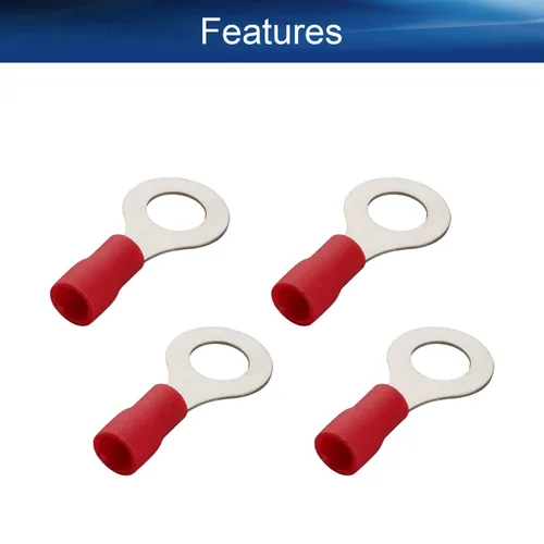 Miniatura 3 de Heyiarbeit 100 Uds AWG22-16 Conectores de terminales de anillo aislado M6 Terminales de anillo eléctrico Conectores de crimpado de alambre rojo