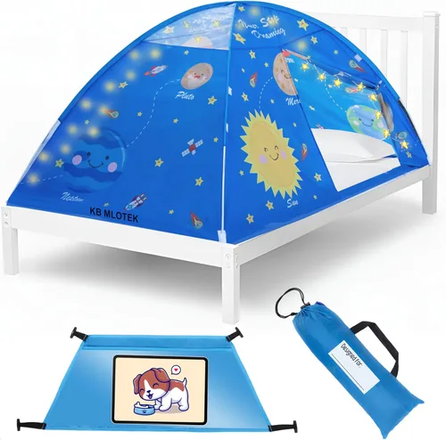 Miniatura 15 de Tienda de campaña de cama individual con diseño de animales para niños - Tiendas de ensueño mágicas para niños, toldo emergente para cama de niña