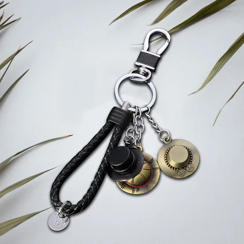 Miniatura 3 de Llavero de anime, sombrero de paja, llavero de piratas Luffy con sombrero de paja para mujeres y niñas, bolso de coche, A, S