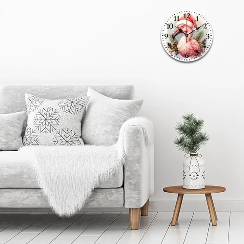 Miniatura 3 de Relojes de pared de 10 pulgadas, sombrero de Navidad, flamenco, reloj colgante de madera, silencioso, sin tictac, números arábigos, estilo país