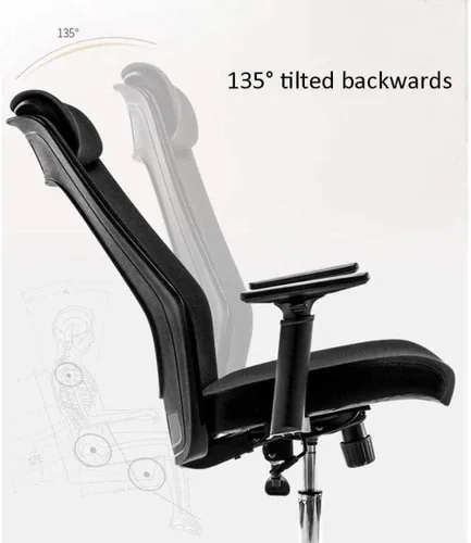 Miniatura 4 de Silla de oficina ergonómica con soporte lumbar, reposabrazos ajustables, altura ajustable, color negro