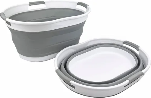 Miniatura 2 de SAMMART Cesta plegable de plástico para la ropa sucia de 25L (6.6 galones), contenedor de almacenamiento plegable y organizador, tina de lavado