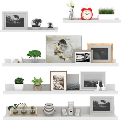 Miniatura 8 de Giftgarden Juego de 5 estantes flotantes de 24 pulgadas montados en la pared, estantes de pared de madera negra para baño, dormitorio, cocina, sala